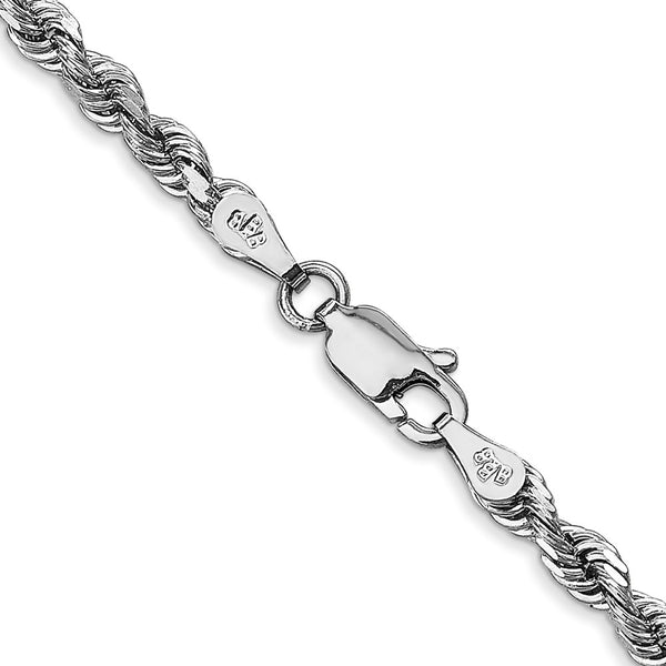 10KT White Gold 18-inch 3.35MM Diamond-cut Rope Chain