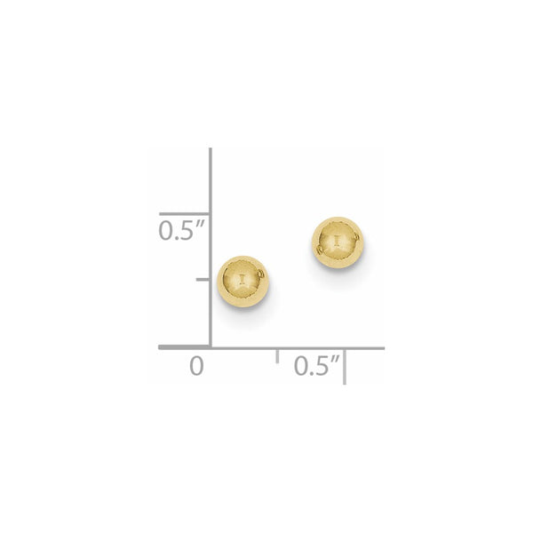 10KT Yellow Gold 5MM Ball Stud Earrings