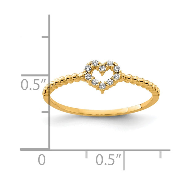 10KT Yellow Gold Cubic Zirconia Heart Ring; Size 7