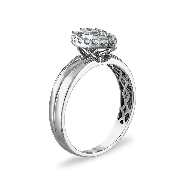 3/8 CTW Diamond Halo Wedding Trio Set in 10KT White Gold