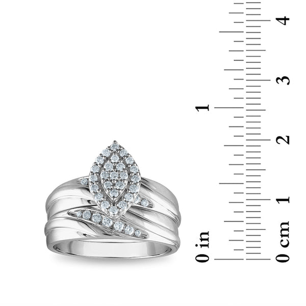 3/8 CTW Diamond Halo Wedding Trio Set in 10KT White Gold