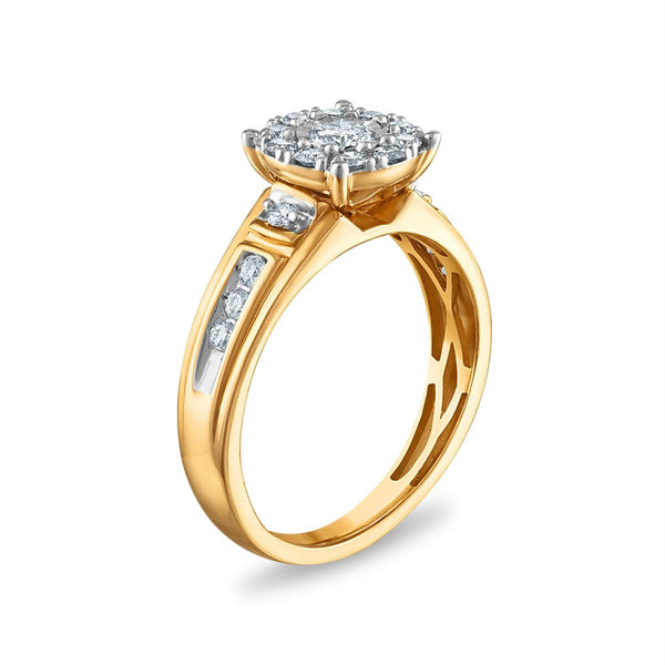 1 CTW Diamond Wedding Trio Set in 10KT White and Yellow Gold