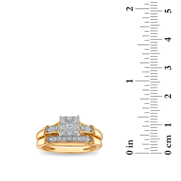 1/4 CTW Diamond Wedding Trio Set in 10KT White and Yellow Gold