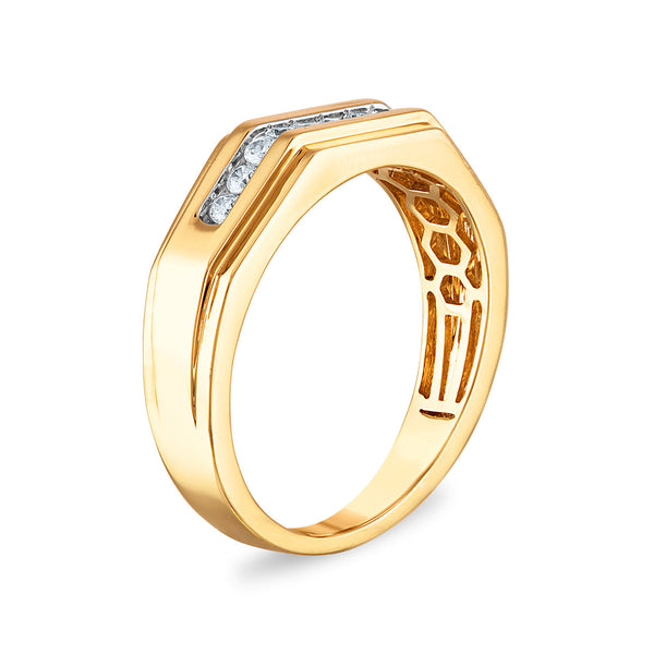 1/4 CTW Diamond Wedding Geometric Channel Set Ring in 10KT Yellow Gold