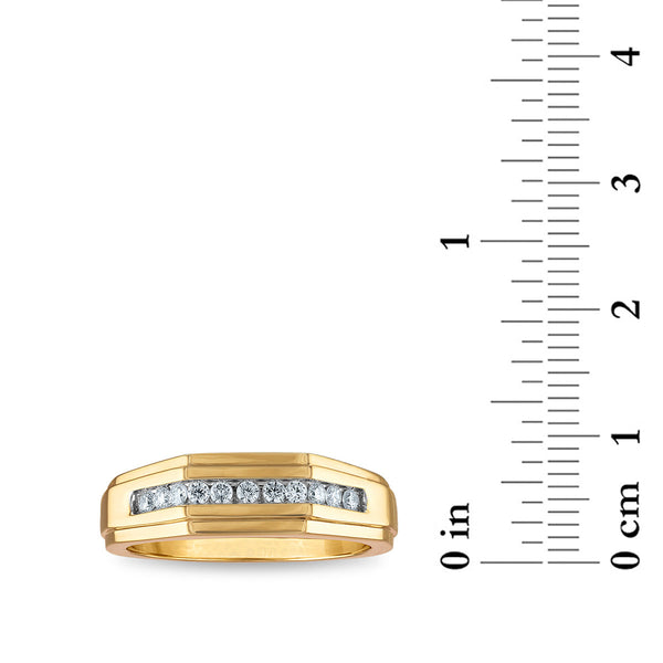 1/4 CTW Diamond Wedding Geometric Channel Set Ring in 10KT Yellow Gold