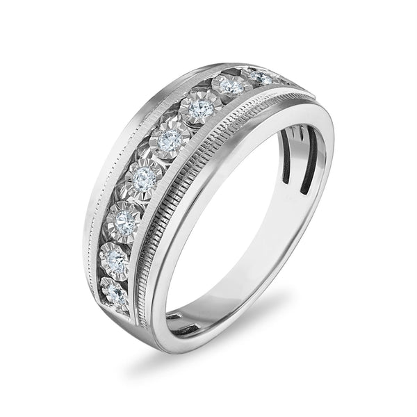 1/4 CTW Diamond Illusion Set Wedding Ring in Rhodium Plated Sterling Silver