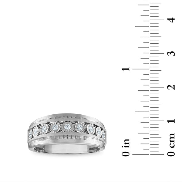 1/4 CTW Diamond Illusion Set Wedding Ring in Rhodium Plated Sterling Silver