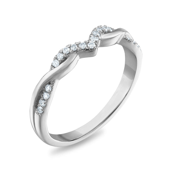 1/10 CTW Diamond Anniversary Twist Ring in 10KT White Gold