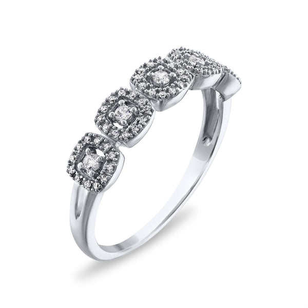 1/4 CTW Diamond Halo Anniversary Ring in 10KT White Gold