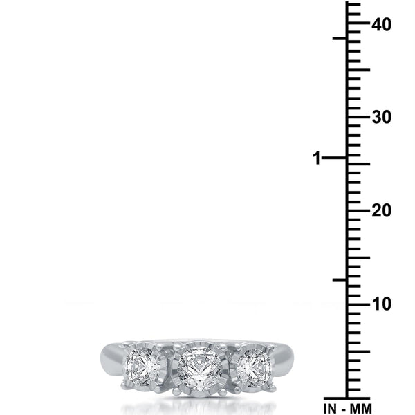 1 CTW Diamond Illusion Set Three Stone Anniversary Ring in 10KT White Gold