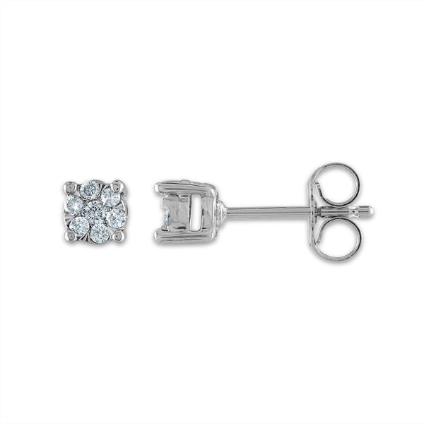 1/4 CTW Diamond Cluster Box Set Earring 18-inch Pendant in 10KT White Gold