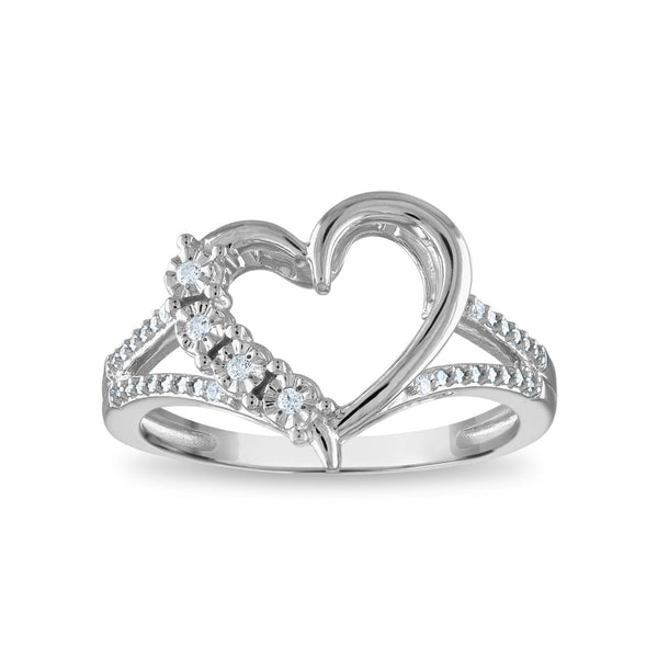 1/6 CTW Diamond Heart Box Set Ring Earrings 18-inch Pendant in Sterling Silver