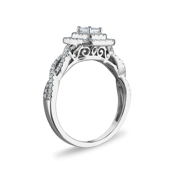 1/2 CTW Diamond Halo Engagement Ring in 10KT White Gold