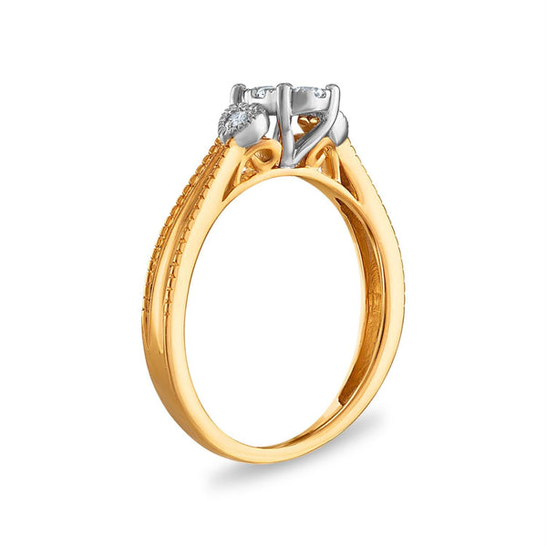 1/5 CTW Diamond Cluster Engagement Pear Shaped Ring in 10KT Yellow Gold