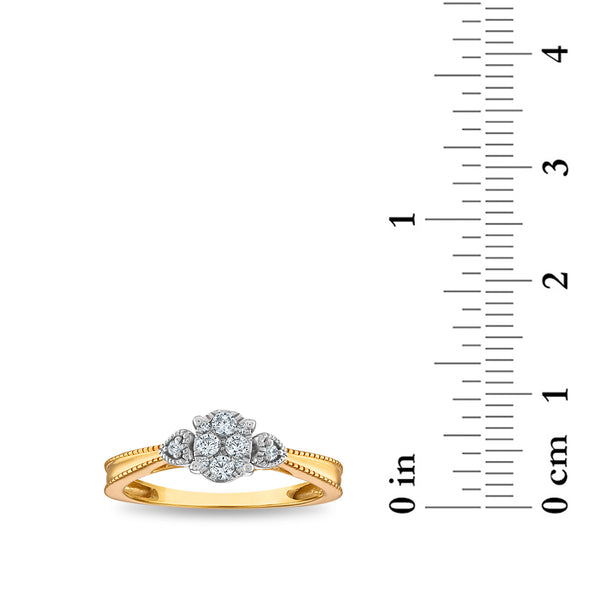 1/5 CTW Diamond Cluster Engagement Oval Shaped Ring in 10KT Yellow Gold