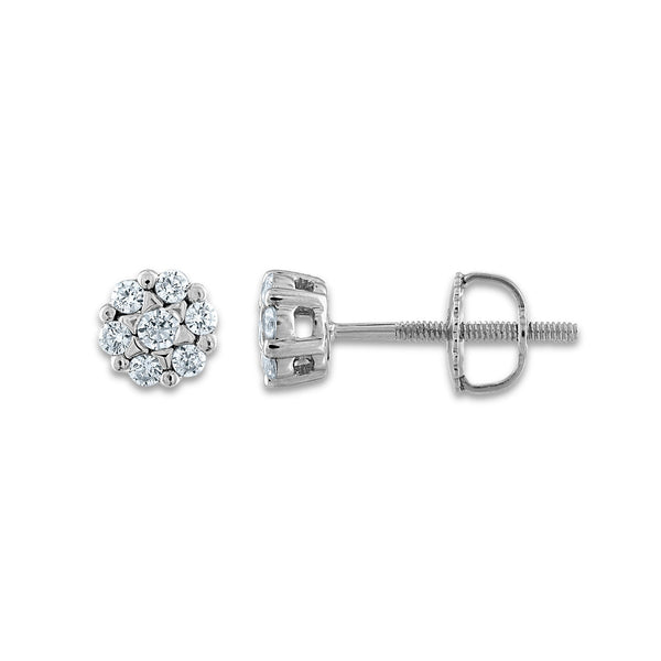 EcoLove 1/4 CTW Lab Grown Diamond Cluster Stud Earrings in 14KT White Gold