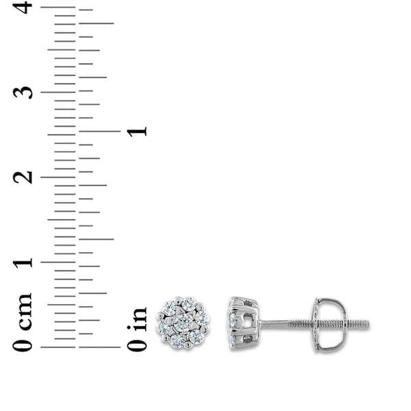 EcoLove 1/4 CTW Lab Grown Diamond Cluster Stud Earrings in 14KT White Gold