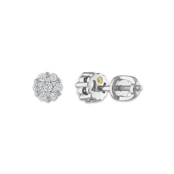 EcoLove 1/4 CTW Lab Grown Diamond Cluster Stud Earrings in 14KT White Gold