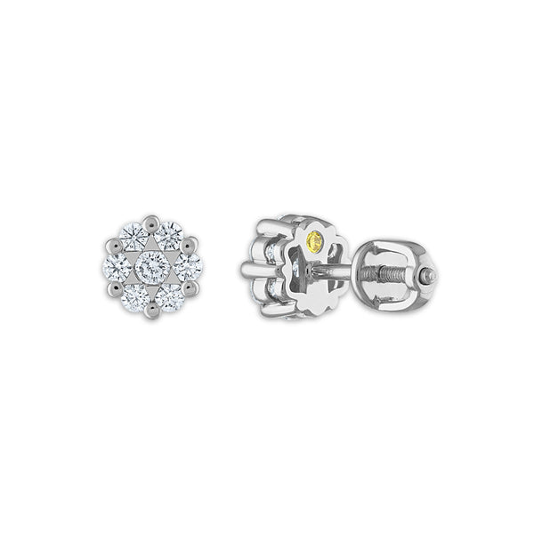 EcoLove 1/2 CTW Lab Grown Diamond Cluster Stud Flower Shaped Earrings in 14KT White Gold