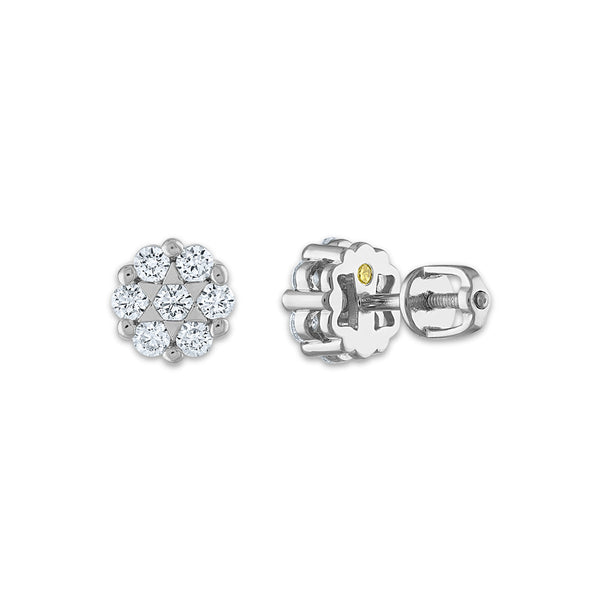 EcoLove 3/4 CTW Lab Grown Diamond Cluster Stud Flower Shaped Earrings in 14KT White Gold