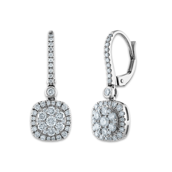 EcoLove 1-1/3 CTW Lab Grown Diamond Halo Drop & Dangle Earrings in 10KT White Gold