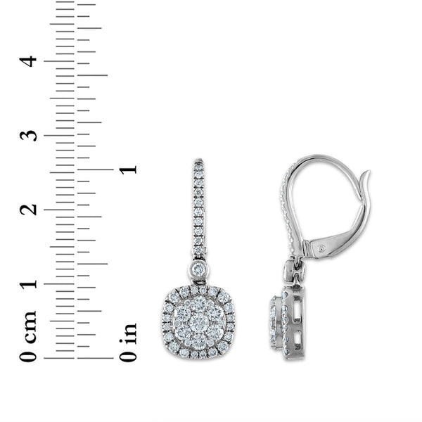 EcoLove 1-1/3 CTW Lab Grown Diamond Halo Drop & Dangle Earrings in 10KT White Gold