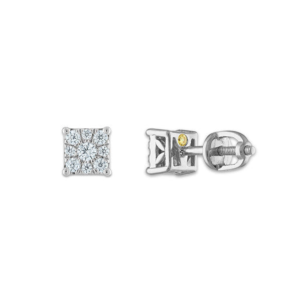 EcoLove 1/4 CTW Lab Grown Diamond Cluster Stud Earrings in 14KT White Gold