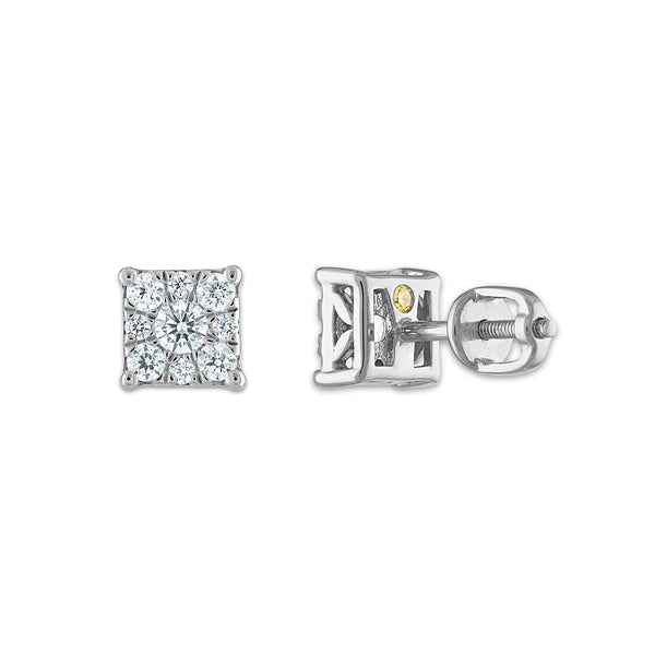 EcoLove 1/2 CTW Lab Grown Diamond Cluster Stud Earrings in 14KT White Gold