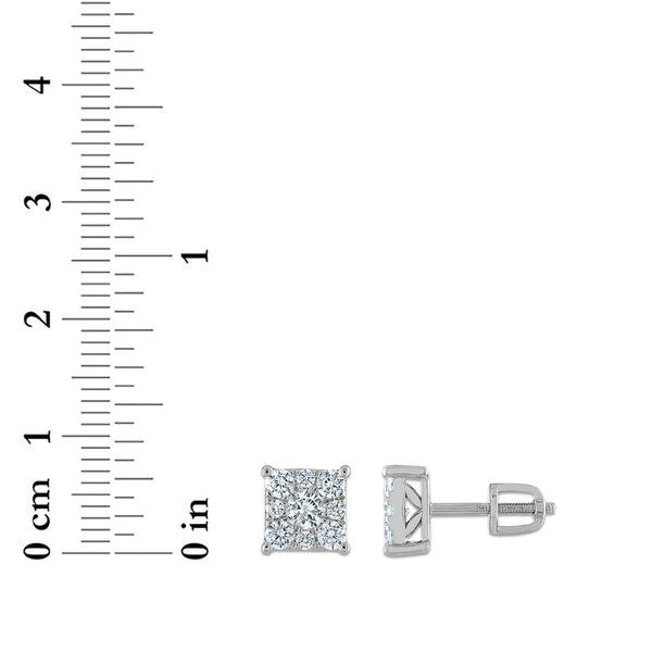 EcoLove 1 CTW Lab Grown Diamond Cluster Stud Earrings in 14KT White Gold