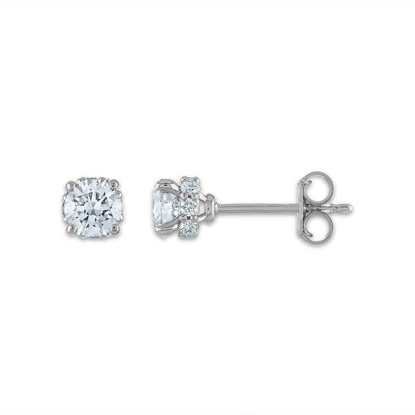 EcoLove 1 CTW Lab Grown Diamond Solitaire Stud Earrings in 14KT White Gold