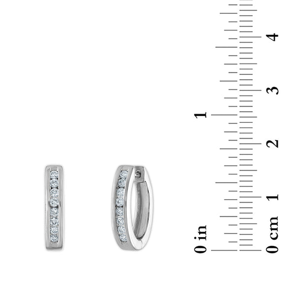 EcoLove 1/4 CTW Lab Grown Diamond Hoop Earrings in Rhodium Plated Sterling Silver