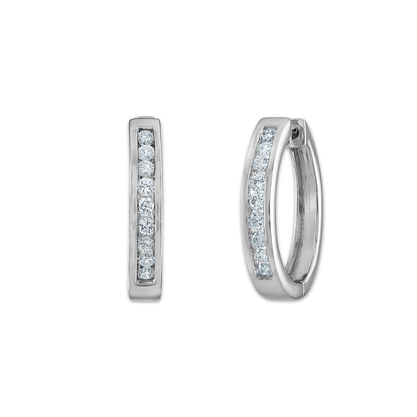 EcoLove 1/2 CTW Lab Grown Diamond Hoop Earrings in Rhodium Plated Sterling Silver