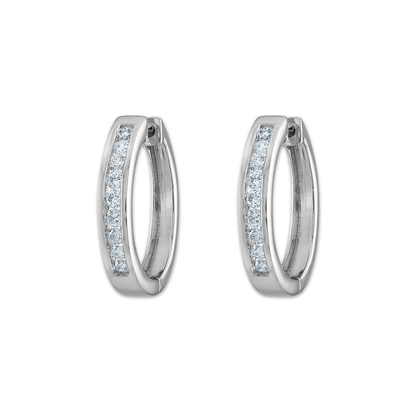 EcoLove 1/2 CTW Lab Grown Diamond Hoop Earrings in Rhodium Plated Sterling Silver