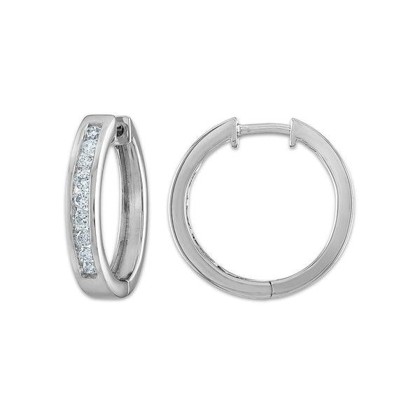 EcoLove 1/2 CTW Lab Grown Diamond Hoop Earrings in Rhodium Plated Sterling Silver