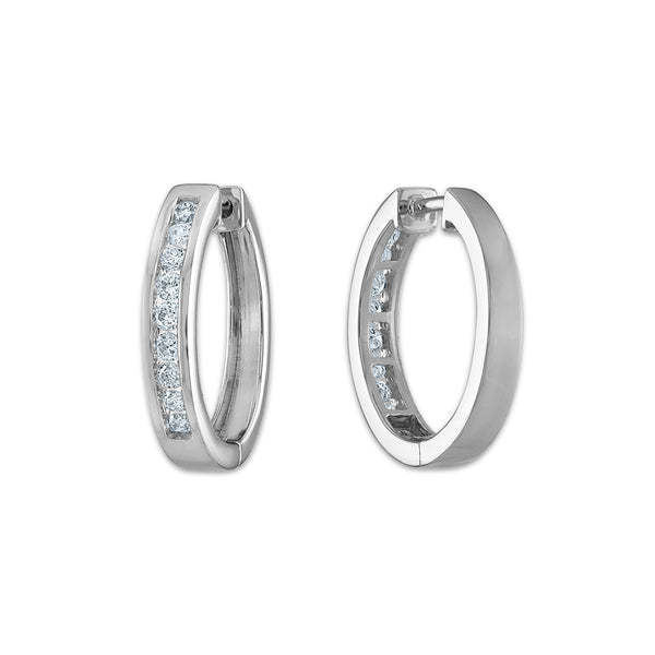 EcoLove 1/2 CTW Lab Grown Diamond Hoop Earrings in Rhodium Plated Sterling Silver