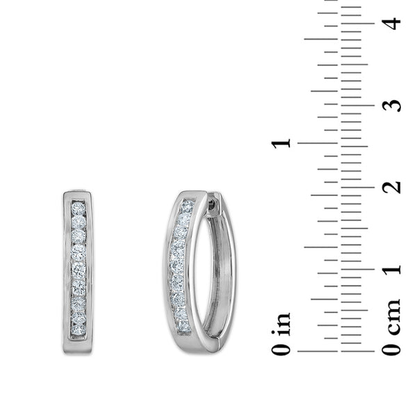 EcoLove 1/2 CTW Lab Grown Diamond Hoop Earrings in Rhodium Plated Sterling Silver