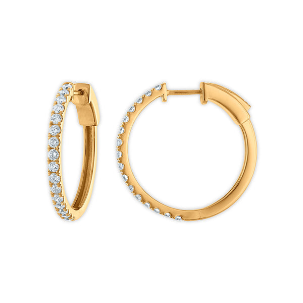 EcoLove 1 CTW Lab Grown Diamond Hoop Earrings in 10KT Yellow Gold