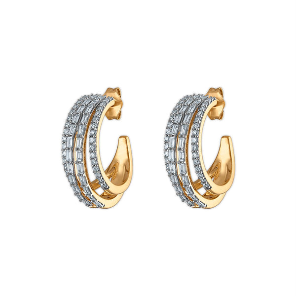 EcoLove 1 CTW Lab Grown Diamond Hoop Earrings in Gold Plated Sterling Silver