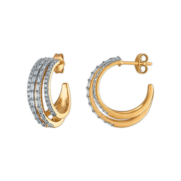 EcoLove 1 CTW Lab Grown Diamond Hoop Earrings in Gold Plated Sterling Silver