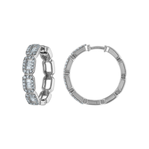 EcoLove 1 CTW Lab Grown Diamond Hoop Earrings in Sterling Silver