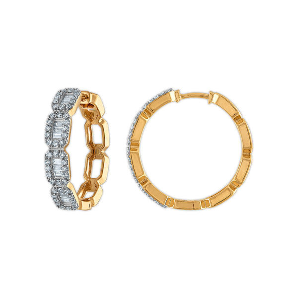 EcoLove 1 CTW Lab Grown Diamond Hoop Earrings in Gold Plated Sterling Silver