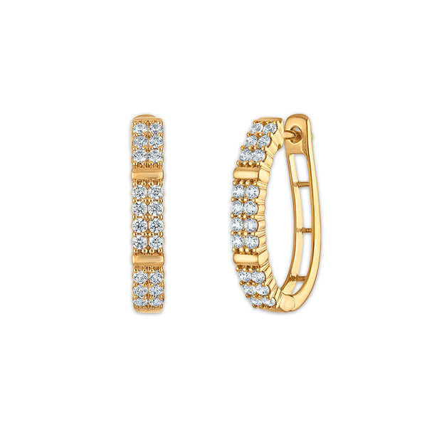 EcoLove 1 CTW Lab Grown Diamond Double Row Hoop Earrings in 10KT Yellow Gold