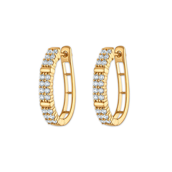 EcoLove 1 CTW Lab Grown Diamond Double Row Hoop Earrings in 10KT Yellow Gold