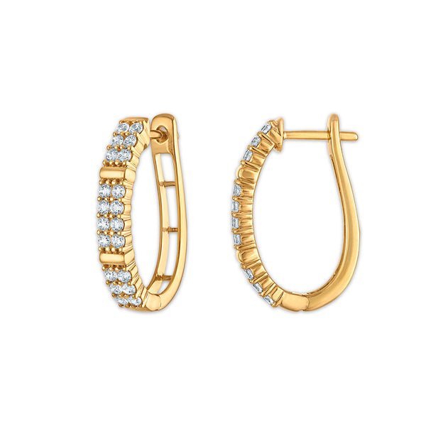 EcoLove 1 CTW Lab Grown Diamond Double Row Hoop Earrings in 10KT Yellow Gold