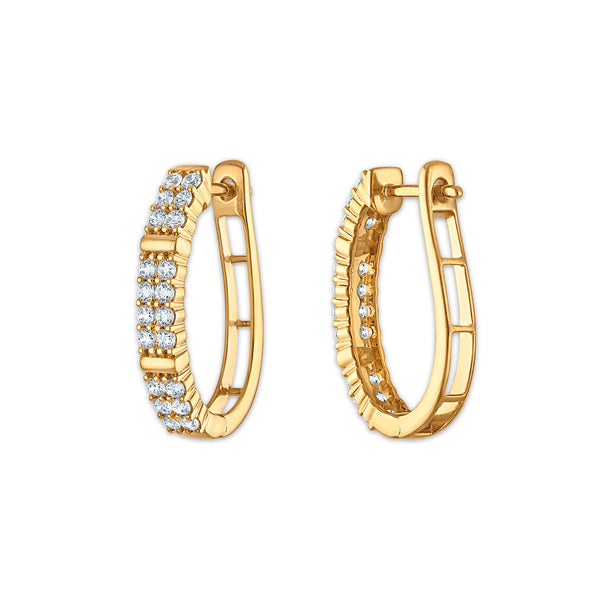 EcoLove 1 CTW Lab Grown Diamond Double Row Hoop Earrings in 10KT Yellow Gold