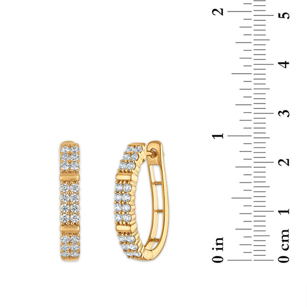 EcoLove 1 CTW Lab Grown Diamond Double Row Hoop Earrings in 10KT Yellow Gold