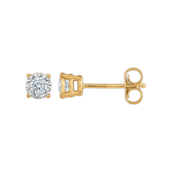 EcoLove 1/4 CTW Lab Grown Diamond Stud Earrings in Yellow Gold Plated Sterling Silver