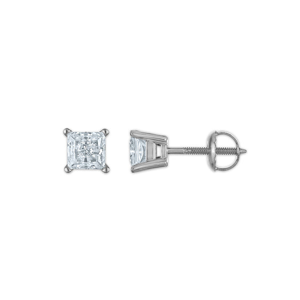 EcoLove 1/2 CTW Lab Grown Diamond Stud Princess Cut Earrings in 10KT White Gold