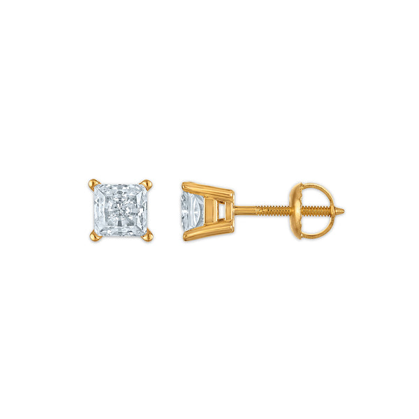 EcoLove 1/2 CTW Lab Grown Diamond Princess Cut Stud Earrings in 10KT Yellow Gold