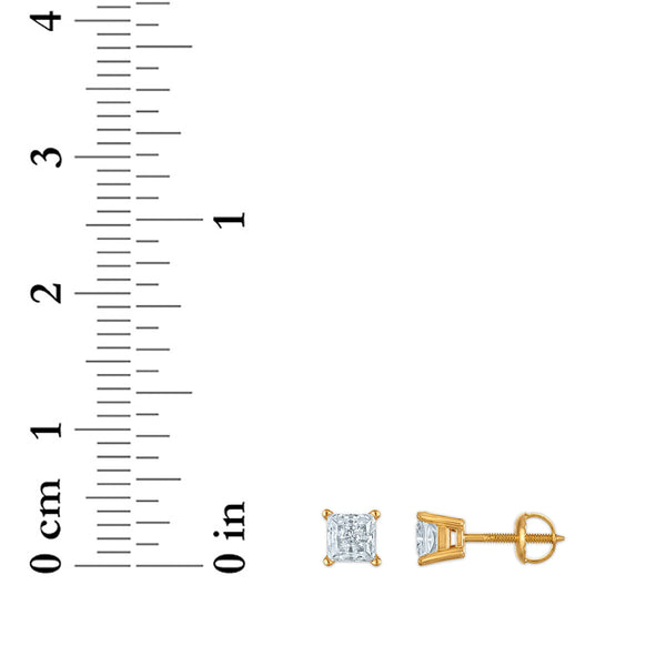 EcoLove 1/2 CTW Lab Grown Diamond Princess Cut Stud Earrings in 10KT Yellow Gold